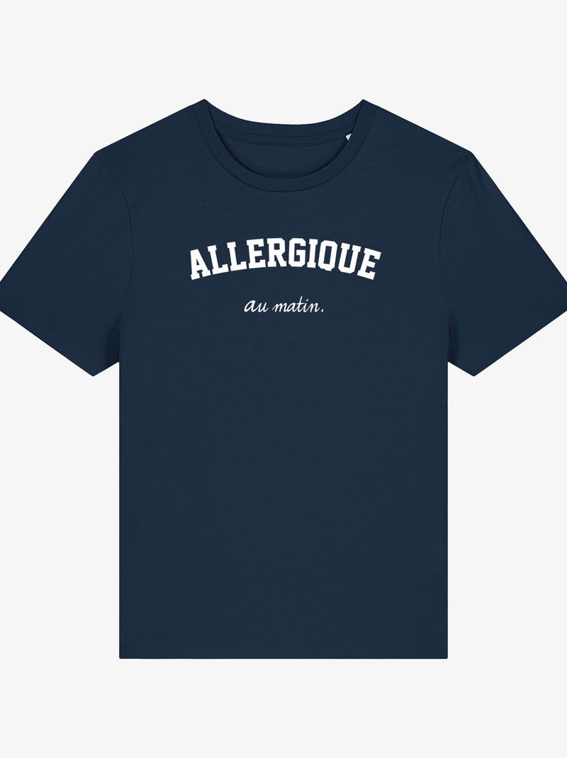 T-shirt Femme - ALLERGIQUE AU MATIN Bleu marine - Kiabi