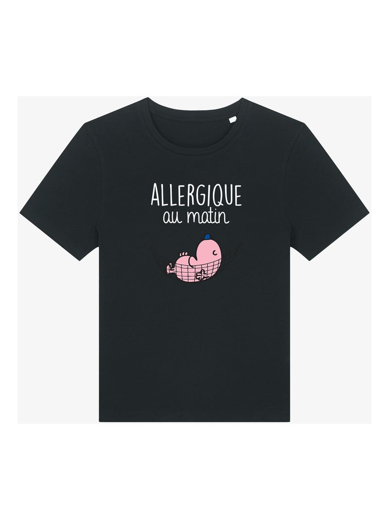 T-shirt Femme - ALLERGIQUE AU MATIN Noir - Kiabi