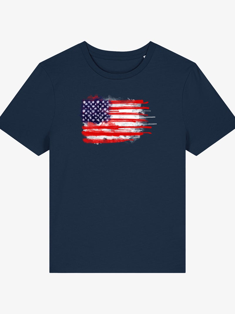 T-shirt Femme - AMERICAN SPATTER FLAG Bleu marine - Kiabi