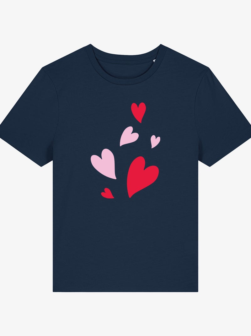 T-shirt Femme - BACK MANY HEARTS Bleu marine - Kiabi