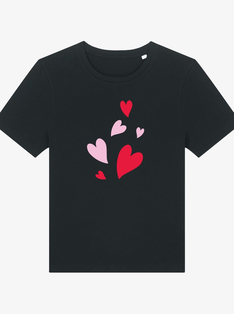 T-shirt Femme - BACK MANY HEARTS Noir - Kiabi