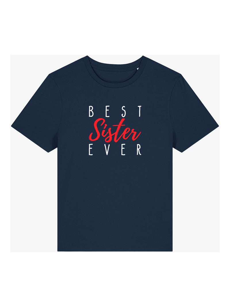 T-shirt Femme - BEST SISTER EVER Bleu marine - Kiabi