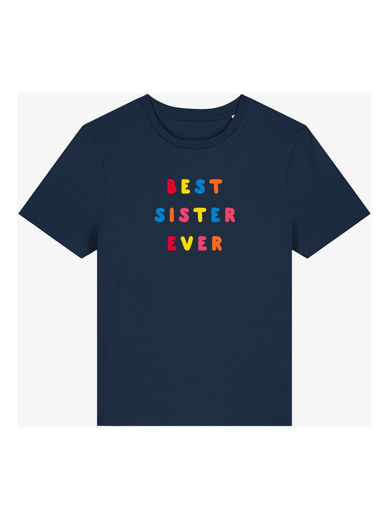 T-shirt Femme - BEST SISTER EVER COLORÉE WAF Bleu marine - Kiabi