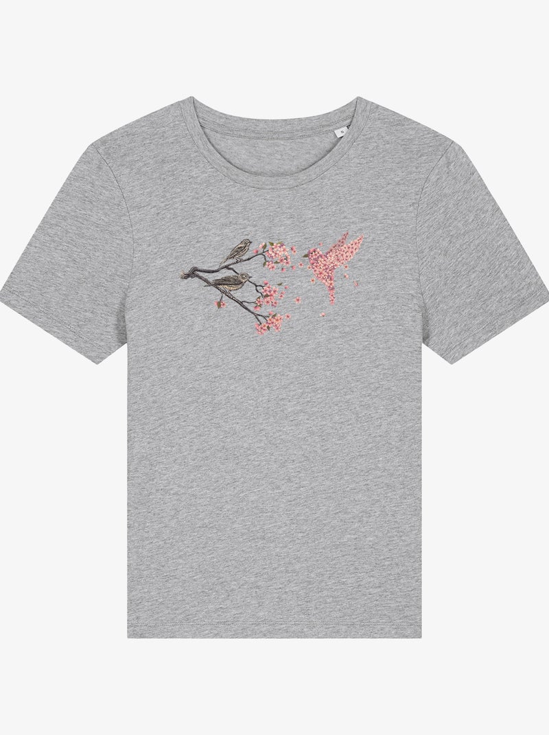 T-shirt Femme - BLOSSOM BIRD Gris chiné - Kiabi