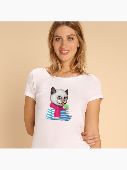 T-shirt Femme - CAT AND ICE CREAM - Kiabi