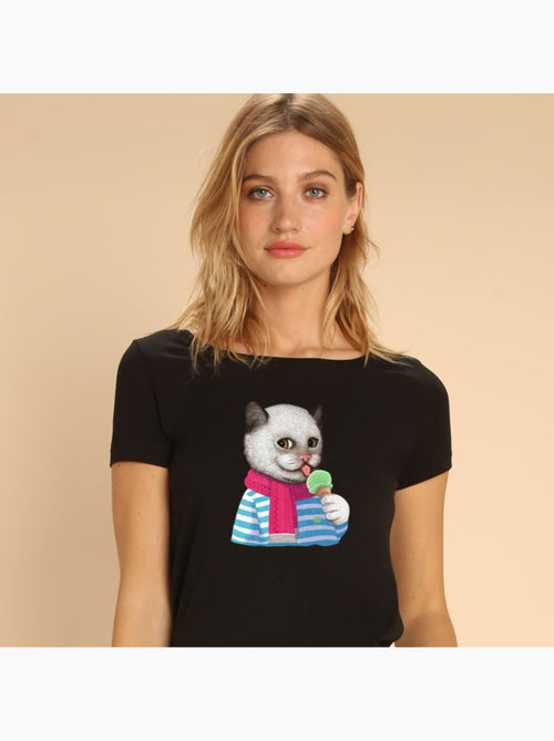 T-shirt Femme - CAT AND ICE CREAM - Kiabi
