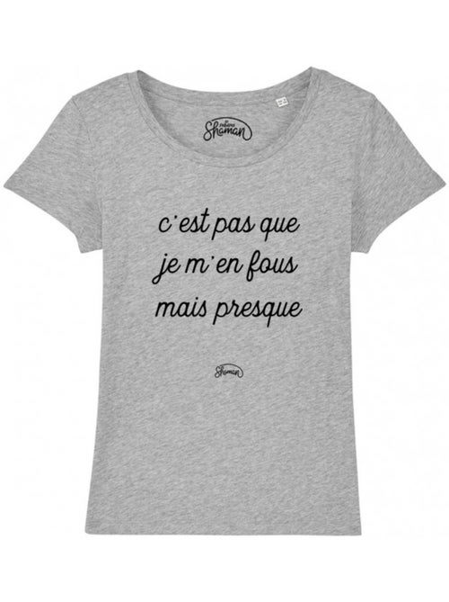 T-shirt Femme - C'EST PAS QUE JE M'EN FOUS MAIS PRESQUE - Kiabi T-shirt Femme - C'EST PAS QUE JE M'EN FOUS MAIS PRESQUE - Kiabi