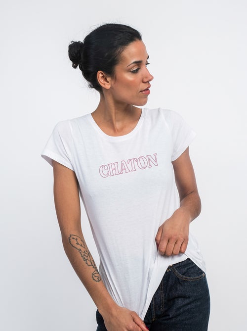 T-shirt Femme - CHATON ROSE - Kiabi