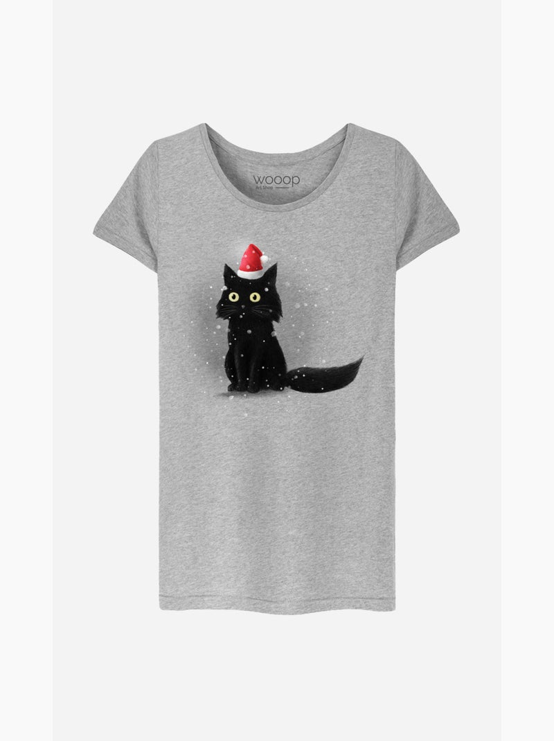 T-shirt Femme - CHRISTMAS CAT Gris chiné - Kiabi