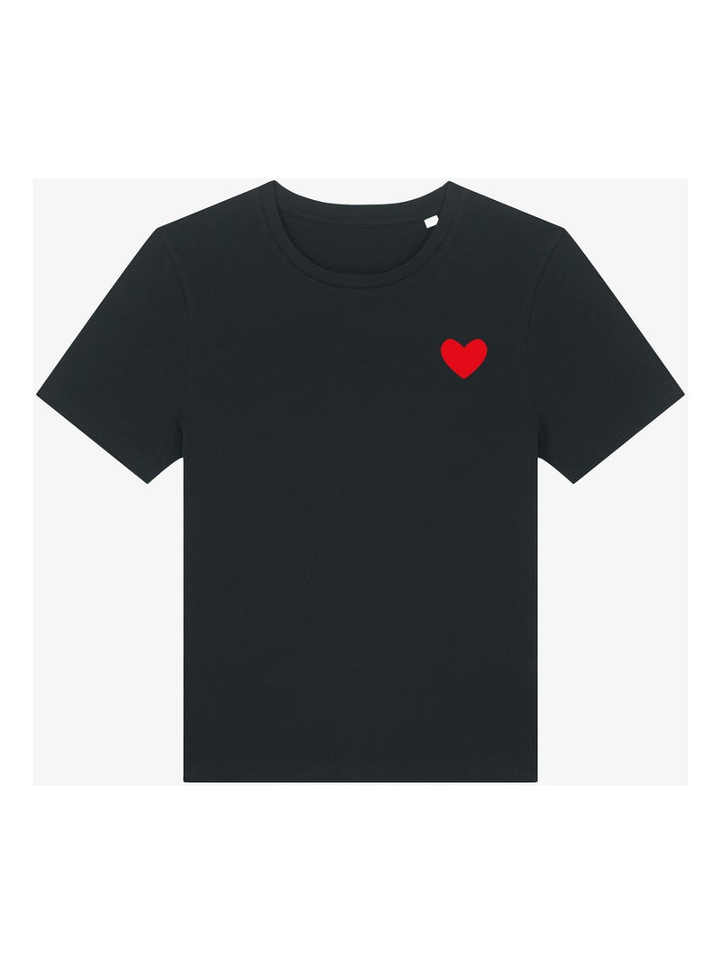T-shirt Femme - DESSIN PETIT COEUR Noir - Kiabi