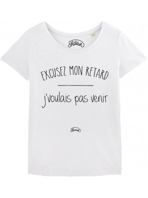 T-shirt Femme - EXCUSEZ MON RETARD J'VOULAIS PAS VENIR - Kiabi T-shirt Femme - EXCUSEZ MON RETARD J'VOULAIS PAS VENIR - Kiabi
