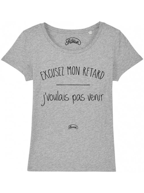 T-shirt Femme - EXCUSEZ MON RETARD J'VOULAIS PAS VENIR - Kiabi T-shirt Femme - EXCUSEZ MON RETARD J'VOULAIS PAS VENIR - Kiabi