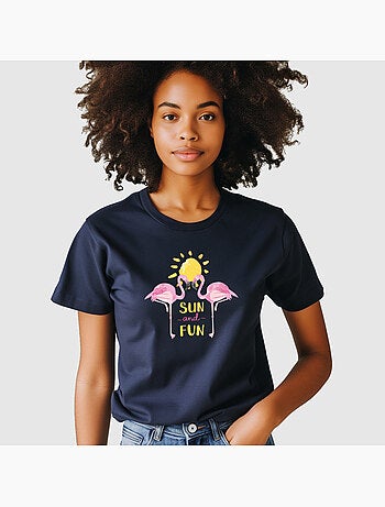 T-shirt Femme - FLAMINGO-SUN-AND-FUN