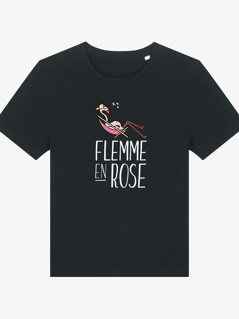 T-shirt Femme - FLEMME EN ROSE Noir - Kiabi