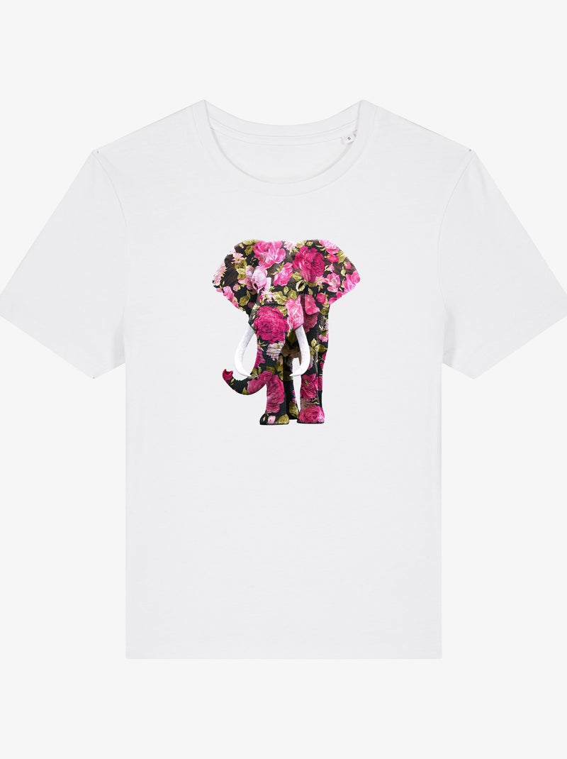 T-shirt Femme - FLORAL ELEPHANT Blanc - Kiabi