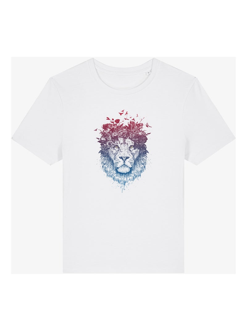 T-shirt Femme - FLORAL LION Blanc - Kiabi