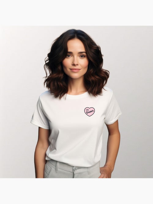 T-shirt Femme - GIRL POWER PINK HEART - Kiabi
