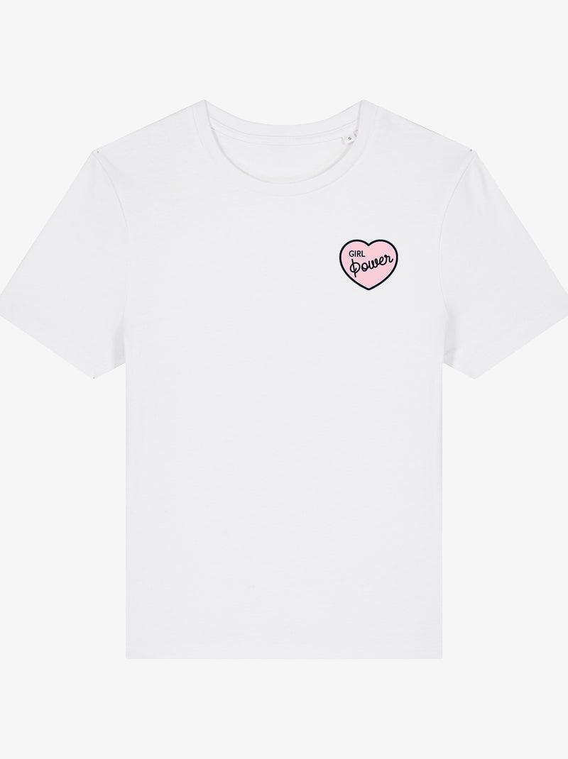 T-shirt Femme - GIRL POWER PINK HEART Blanc - Kiabi