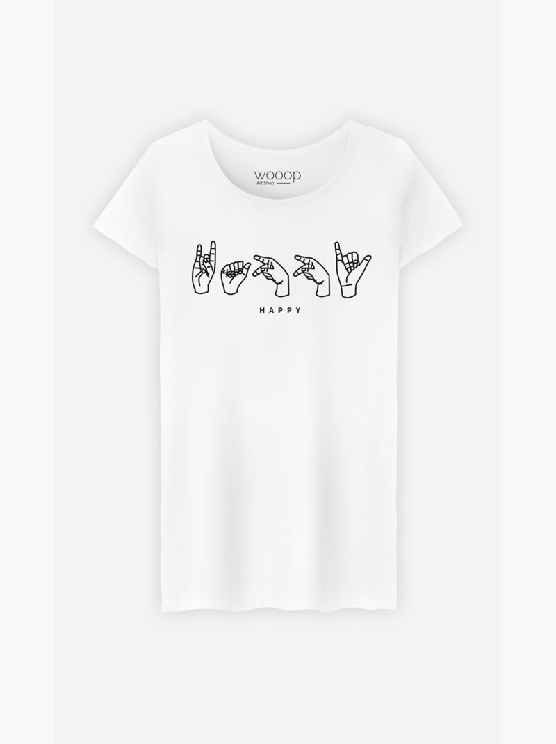 T-shirt Femme - HAPPY Blanc - Kiabi