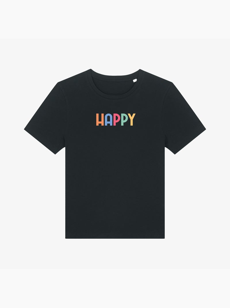 T-shirt Femme - HAPPY COLORÉ Noir - Kiabi
