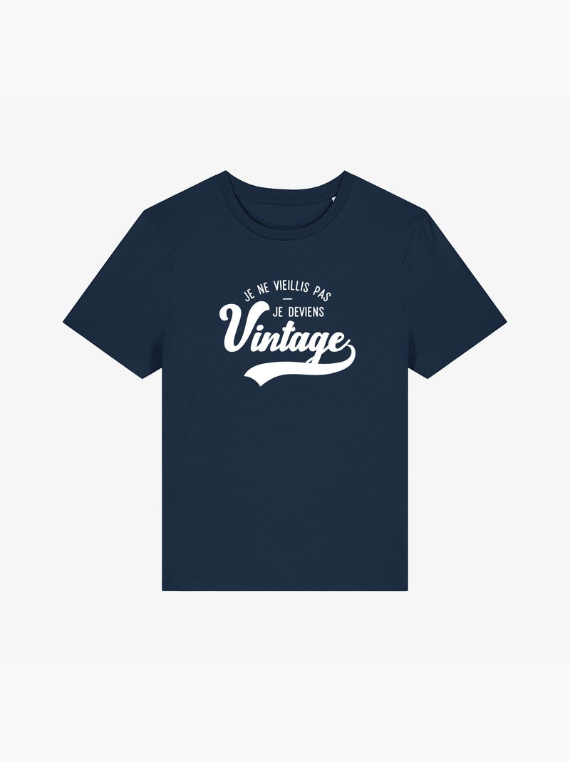 T-shirt Femme - JE NE VIEILLIS PAS JE DEVIENS VINTAGE Bleu marine - Kiabi