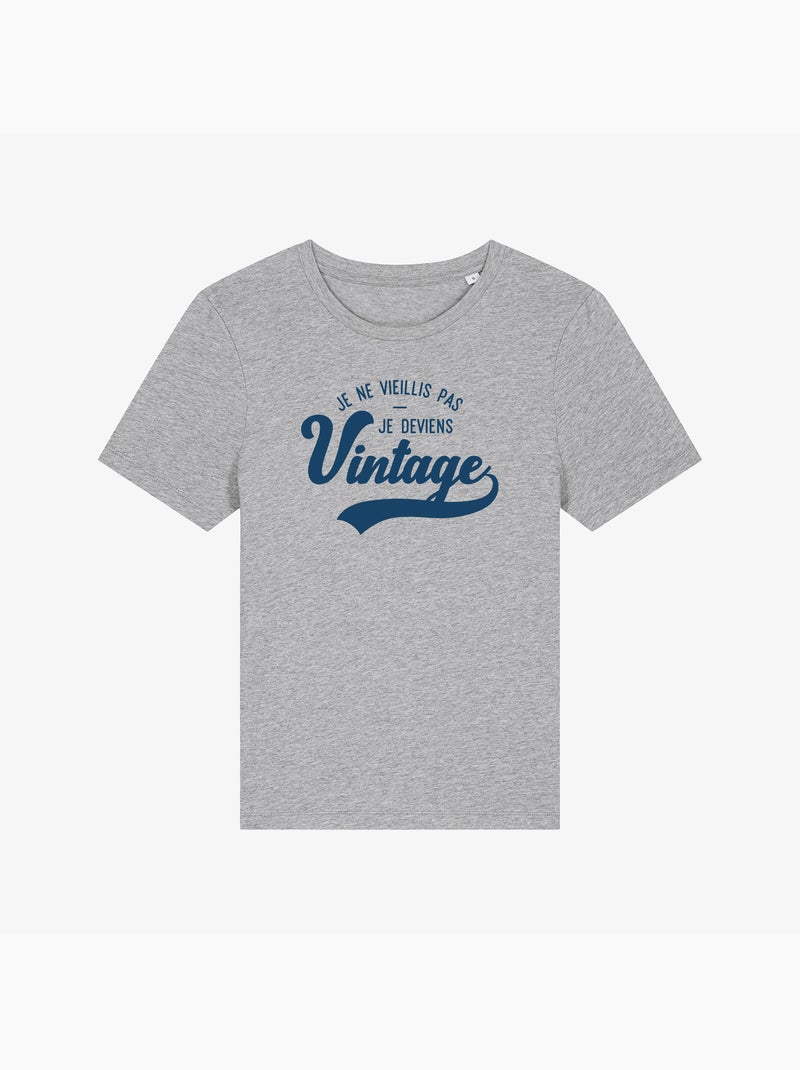 T-shirt Femme - JE NE VIEILLIS PAS JE DEVIENS VINTAGE Gris chiné - Kiabi