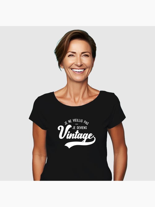 T-shirt Femme - JE NE VIEILLIS PAS JE DEVIENS VINTAGE - Kiabi
