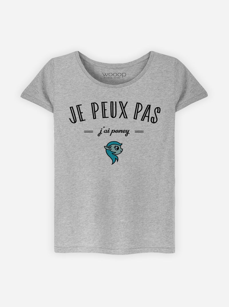 T-shirt Femme - JE PEUX PAS J'AI PONEY Gris chiné - Kiabi