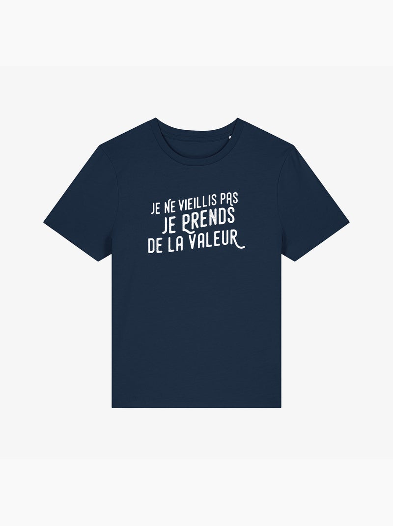 T-shirt Femme - JE PRENDS DE LA VALEUR Bleu marine - Kiabi