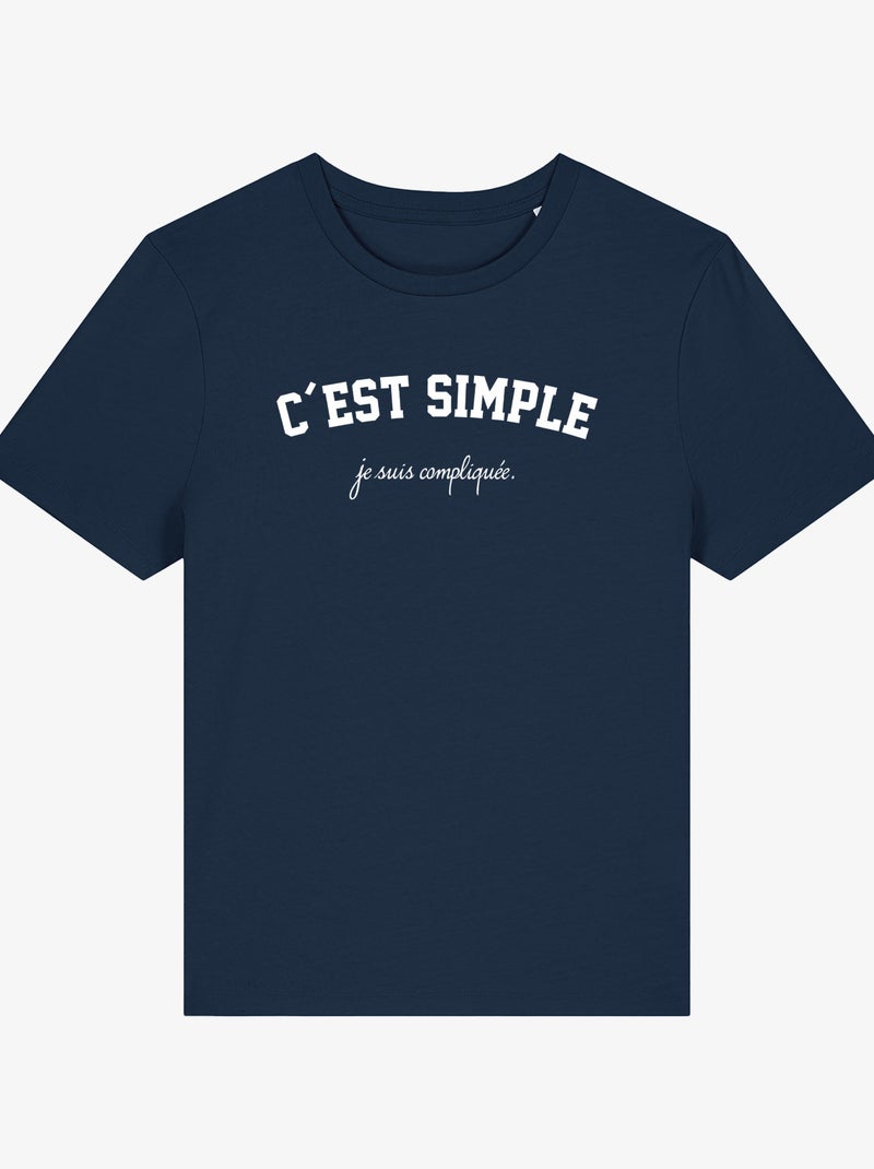 T-shirt Femme - JE SUIS COMPLIQUEE Bleu marine - Kiabi