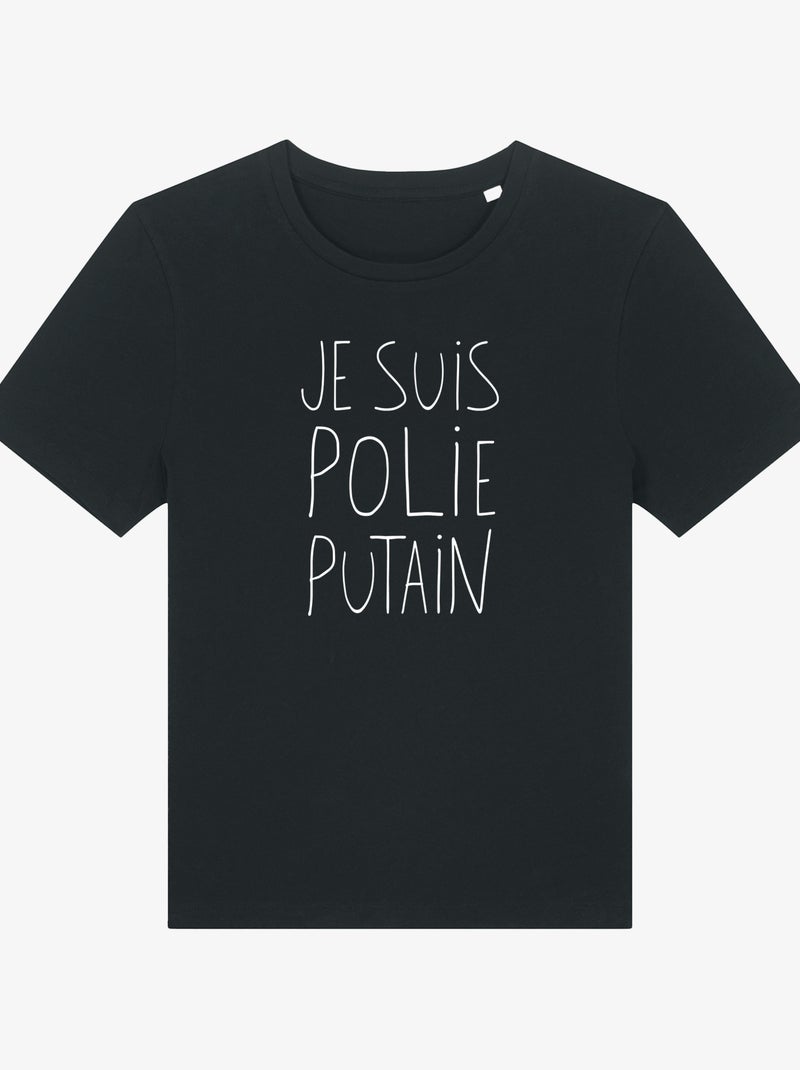 T-shirt Femme - JE SUIS POLIE Noir - Kiabi