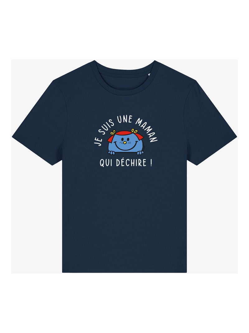 T-shirt Femme - JE SUIS UNE MAMAN QUI DECHIRE Bleu marine - Kiabi