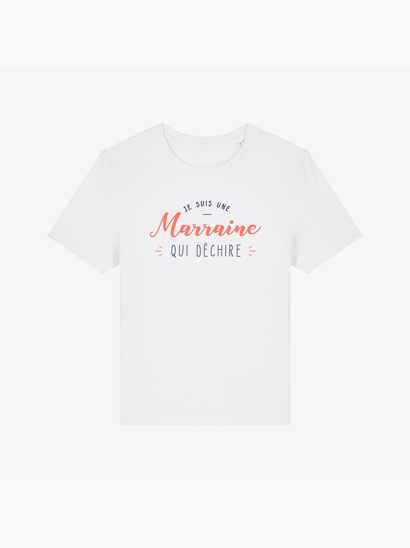 T-shirt Femme - JE SUIS UNE MARRAINE QUI DÉCHIRE Blanc - Kiabi