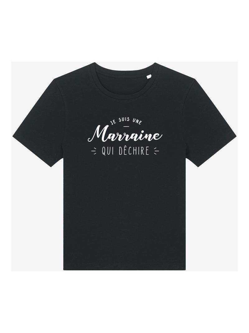 T-shirt Femme - JE SUIS UNE MARRAINE QUI DÉCHIRE Noir - Kiabi