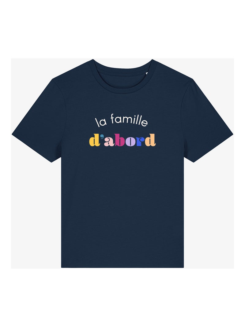 T-shirt Femme - LA FAMILLE D'ABORD Bleu marine - Kiabi
