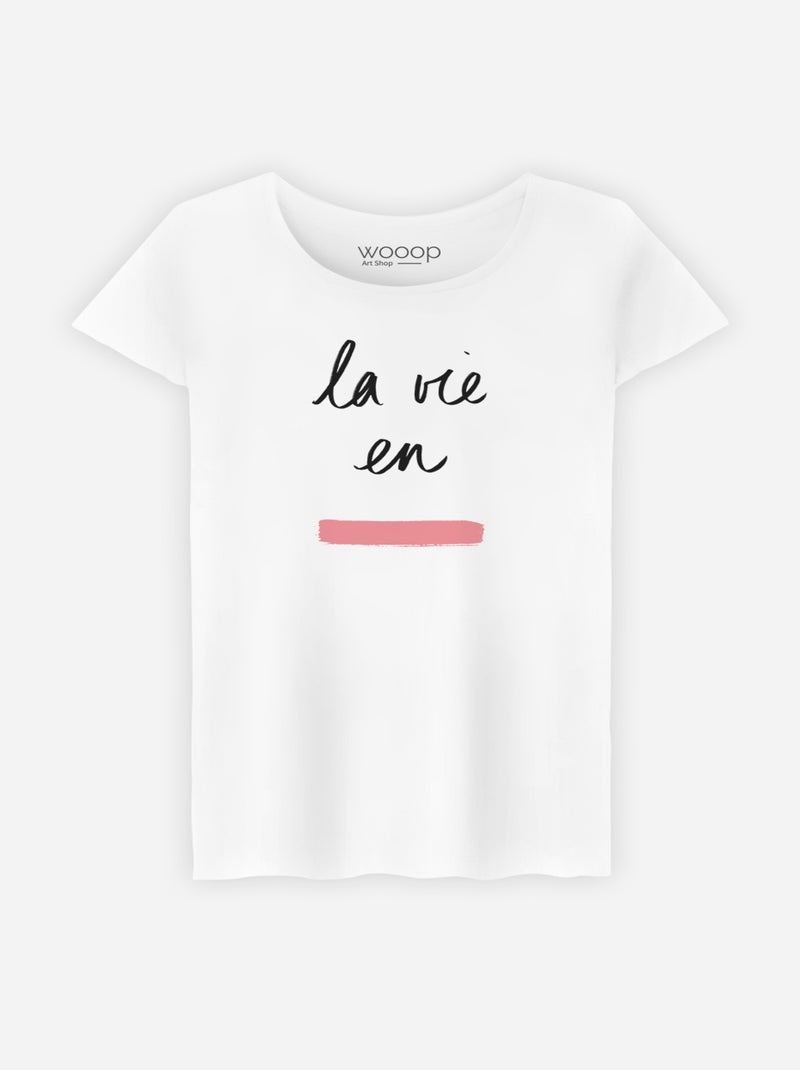 T-shirt Femme - LA VIE EN ROSE Blanc - Kiabi