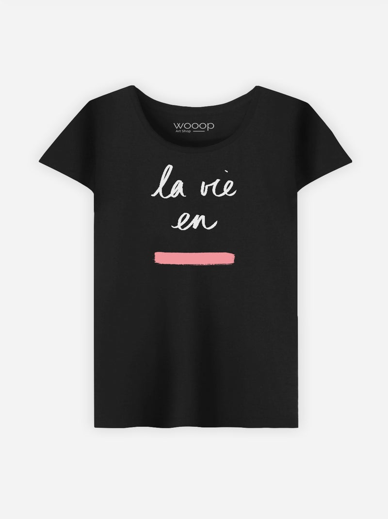 T-shirt Femme - LA VIE EN ROSE Noir - Kiabi