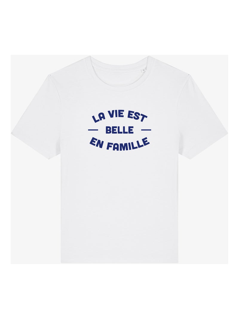 T-shirt Femme - LA VIE EST BELLE EN FAMILLE 2 FACE Blanc - Kiabi
