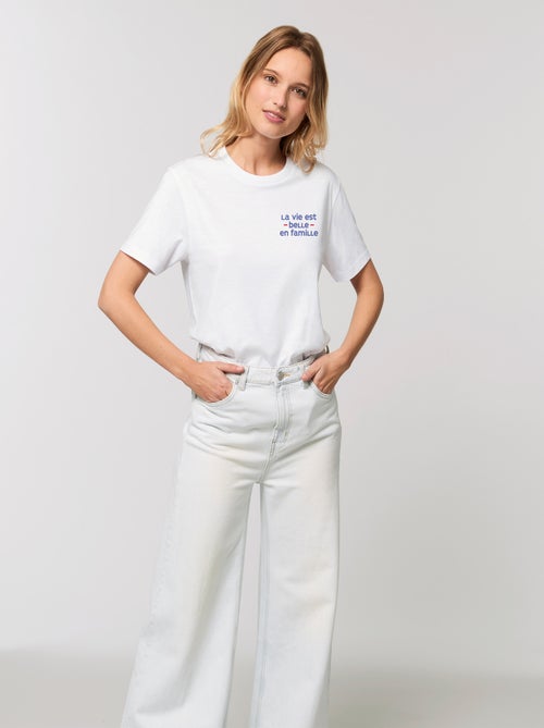 T-shirt Femme - LA VIE EST BELLE EN FAMILLE COEUR - Kiabi
