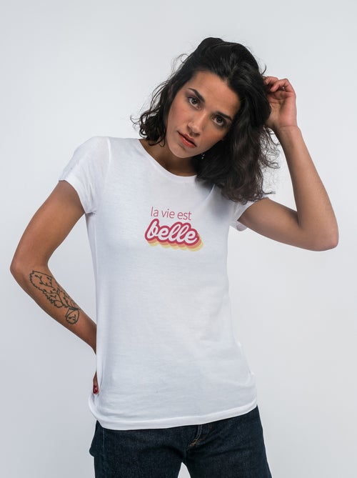 T-shirt Femme - LA VIE EST BELLE ROSE - Kiabi T-shirt Femme - LA VIE EST BELLE ROSE - Kiabi