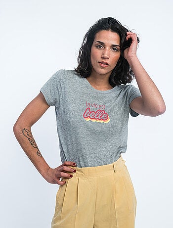 T-shirt Femme - LA VIE EST BELLE ROSE