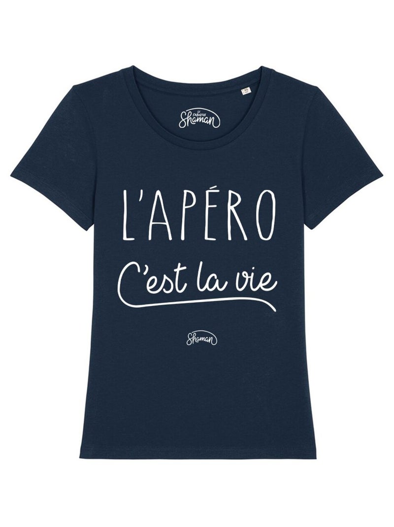 T-shirt Femme - L'APERO C'EST LA VIE Bleu marine - Kiabi