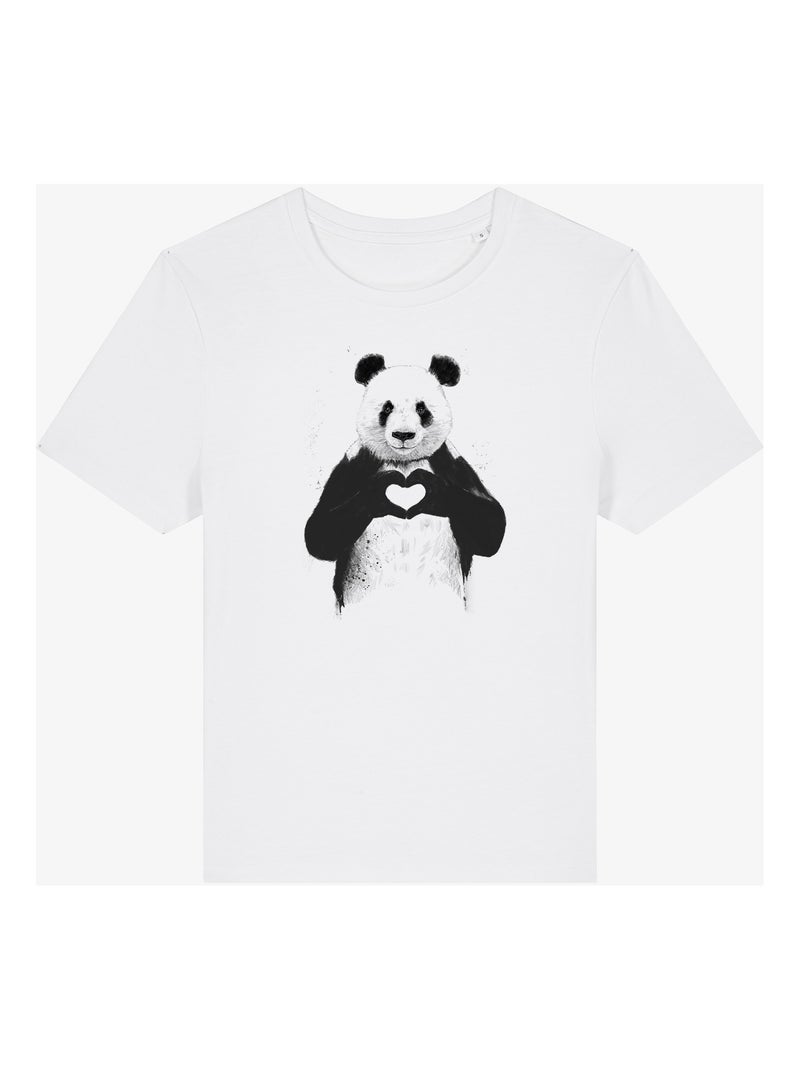T-shirt Femme - LOVE PANDA Blanc - Kiabi