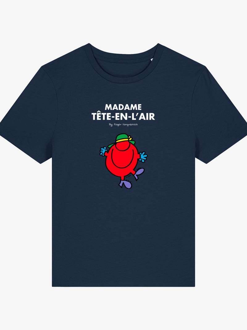 T-shirt Femme - MADAME TÊTE EN L'AIR Bleu marine - Kiabi
