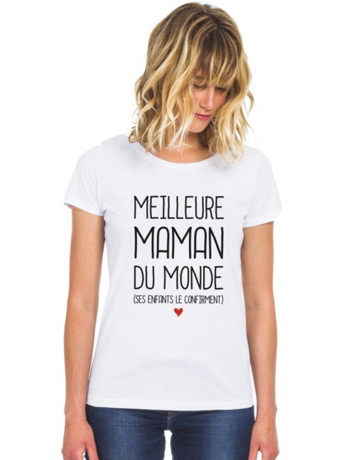 T-shirt Femme - MEILLEURE MAMAN DU MONDE (SES ENFANTS LE CONFIRMENT) - Kiabi T-shirt Femme - MEILLEURE MAMAN DU MONDE (SES ENFANTS LE CONFIRMENT) - Kiabi
