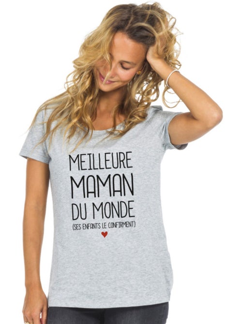 T-shirt Femme - MEILLEURE MAMAN DU MONDE (SES ENFANTS LE CONFIRMENT) - Kiabi T-shirt Femme - MEILLEURE MAMAN DU MONDE (SES ENFANTS LE CONFIRMENT) - Kiabi