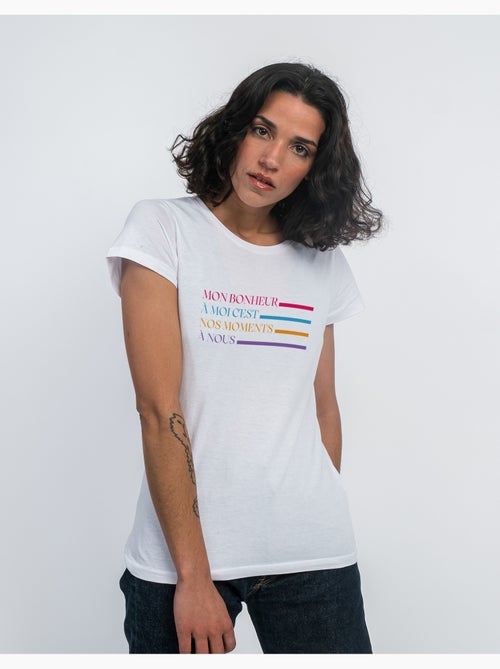 T-shirt Femme - MON BONHEUR À MOI C'EST NOS MOMENTS À NOUS - Kiabi T-shirt Femme - MON BONHEUR À MOI C'EST NOS MOMENTS À NOUS - Kiabi
