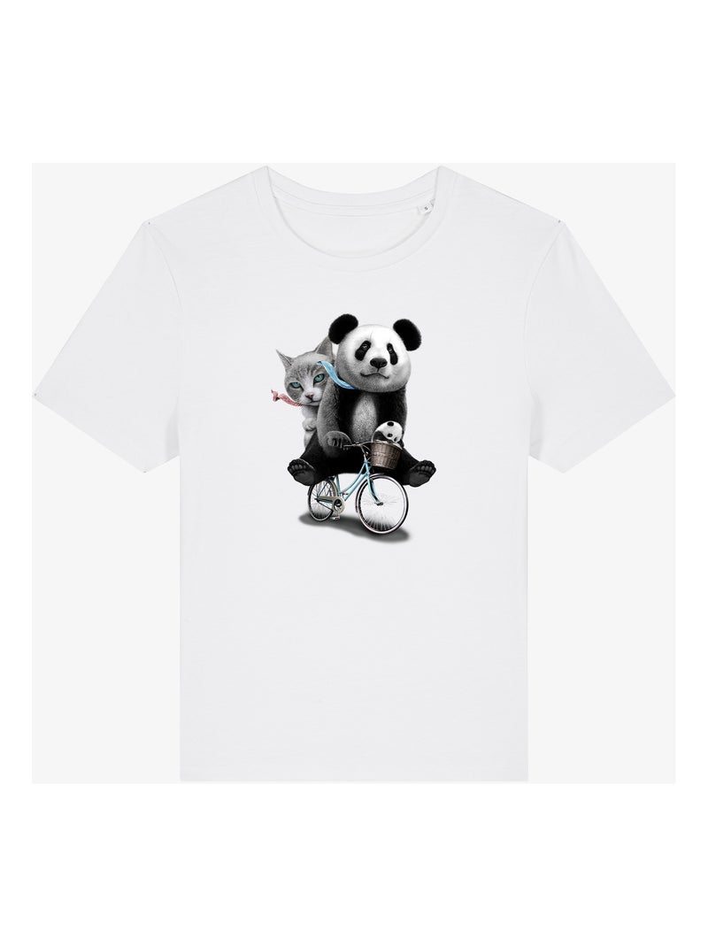 T-shirt Femme - PANDA BICYCLE Blanc - Kiabi