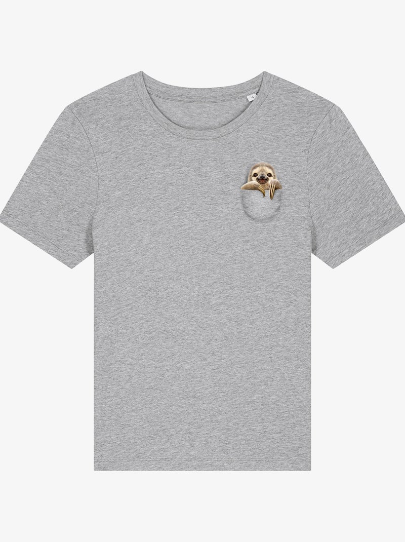 T-shirt Femme - POCKET SLOTH Gris chiné - Kiabi