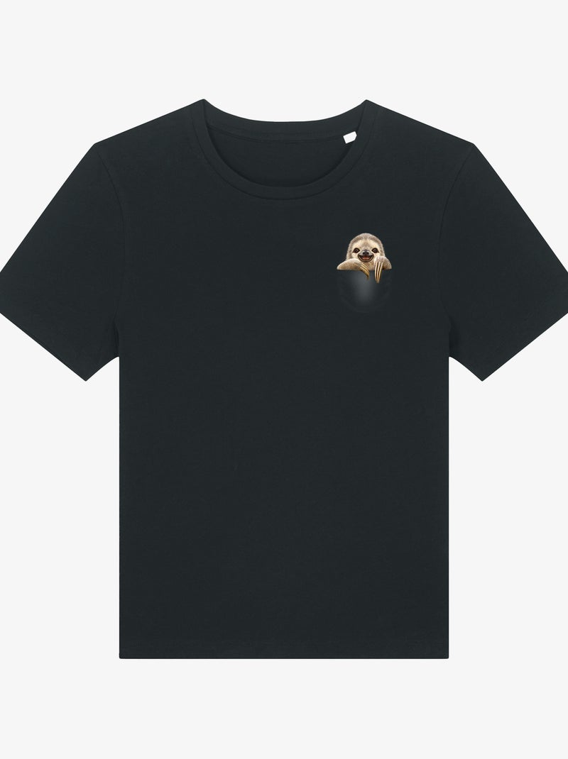 T-shirt Femme - POCKET SLOTH Noir - Kiabi